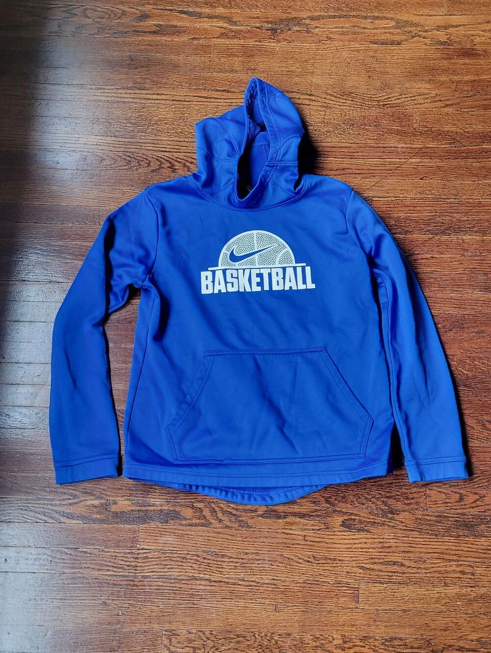 Nike Basketball Boys Blue White Hoodie Sweatshirt XL Activewear Dri Fit